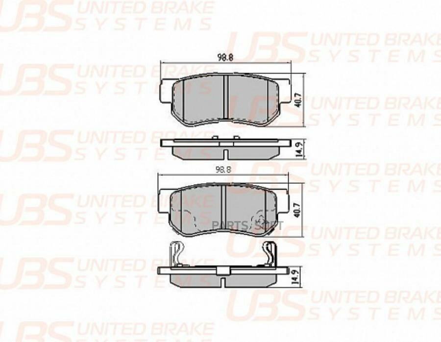 UBS BP1103018 Премиум тормозные колодки для HYUNDAI SANTA FE 01-06/SONATA (TAGAZ)/GETZ/TUCSON 06-10/KIA SPORTAGE 0