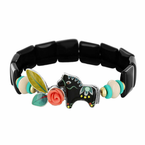 Браслет TARATATA, Folk, стрейч, полимерная глина, бусины хейши, TT-H23-03305-10M черный