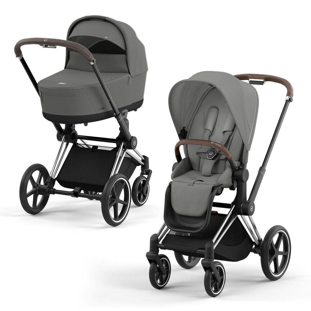 Коляска 2в1 Cybex Priam IV Mirage Grey, шасси chrome/brown