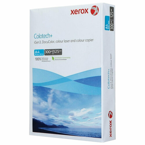 Бумага для цветной лазерной печати А4, 300 г/м2, 125 л, XEROX COLOTECH+ Blue, Австрия, 161% CIE, 003R97552