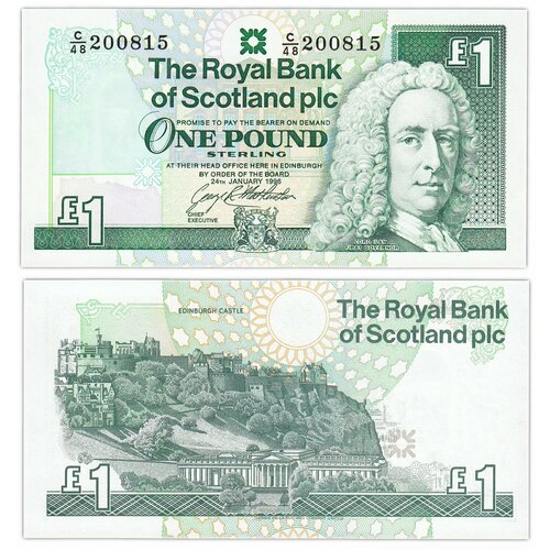 Шотландия 1 фунт 1996-2001 шотландия 1 фунт 1988 сэр вальтер скотт unc r
