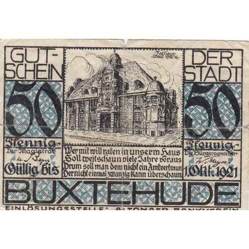 Германия (Веймарская Республика) Букстехуде 25 пфеннигов 1.10.1921 г. (3)