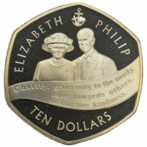 Каймановы острова 10 долларов 2007 г. (60 лет Королевской свадьбе - Елизавета и Филипп) (Proof)