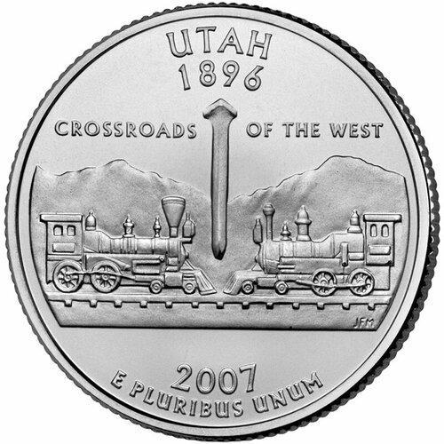 (045d) Монета США 2007 год 25 центов Юта Медь-Никель UNC