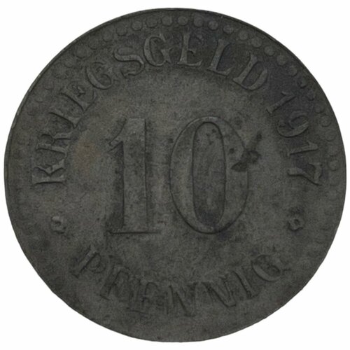 Германия (Германская Империя) Кассель 10 пфеннигов 1917 г. (Zn)