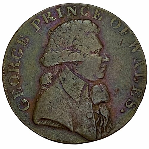 Великобритания, Суссекс 1/2 пенни 1794 г. (Принц Уэльский) (2) клуб нумизмат монета 1 2 пайса бомбея 1794 года медь