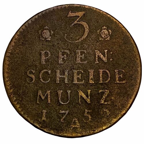 Германия, Пруссия 3 пфеннига 1752 г.