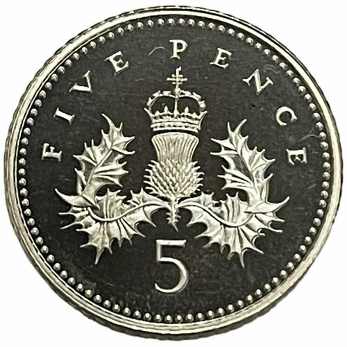 Великобритания 5 пенсов 1996 г. (Коронованный чертополох) (Proof) клуб нумизмат монета 5 пенсов гибралтара 1990 года серебро елизавета ii