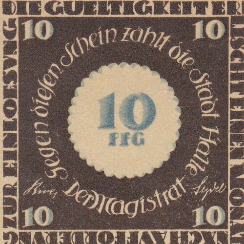 Германия (Веймарская Республика) Галле 10 пфеннигов 1921 г. (№1)