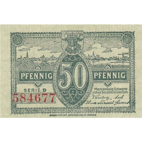 Германия (Веймарская Республика) Мекленбург 50 пфеннигов 1922 г.