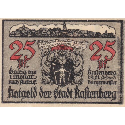 Германия (Веймарская Республика) Растенберг 25 пфеннигов 1921 г. (№1) германия веймарская республика растенберг 25 пфеннигов 1921 г 2