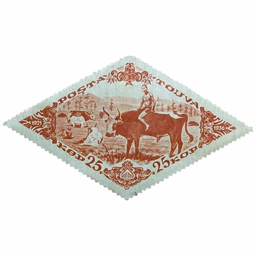 Почтовая марка Танну - Тува 25 копеек 1936 г. (Крупный рогатый скот) (3)