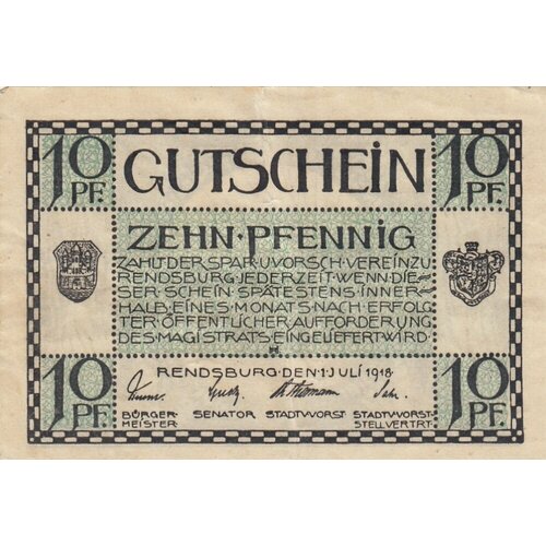 Германия (Германская Империя) Рендсбург 10 пфеннигов 1918 г. германия германская империя гослар 10 пфеннигов 1918 г