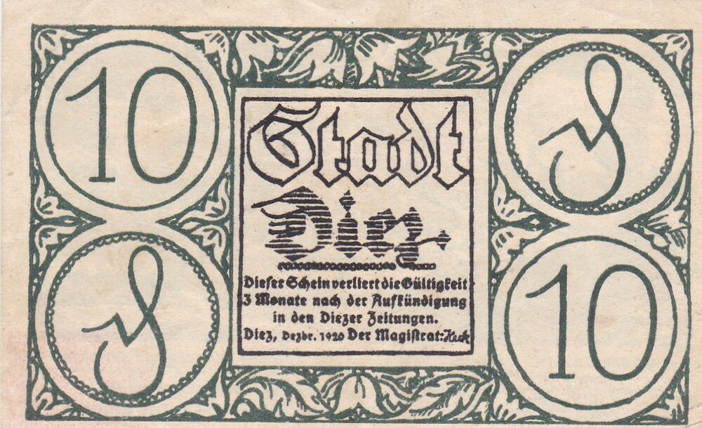 Германия (Веймарская Республика) Диц 10 пфеннигов 1920 г. (2)