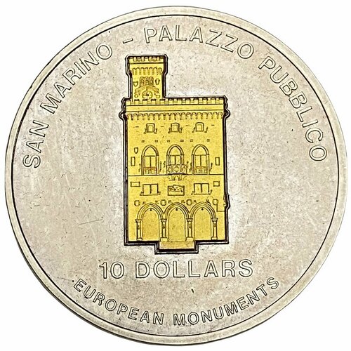 Науру 10 долларов 2005 г. (Европейские памятники - Палаццо Публико) (Proof) науру 10 долларов 2002 г введение евро proof