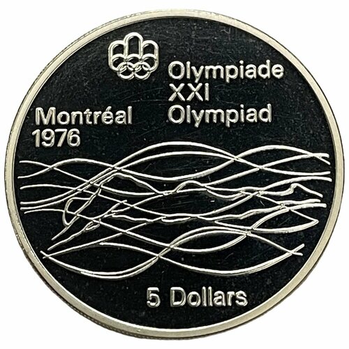 Канада 5 долларов 1975 г. (XXI летние Олимпийские Игры, Монреаль 1976 - Плавание) (Proof) канада 10 долларов 1974 г xxi летние олимпийские игры монреаль 1976 зевс proof