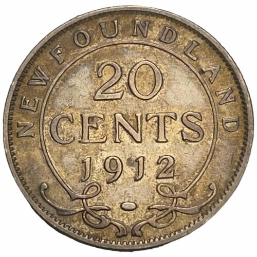 Канада, Ньюфаундленд 20 центов 1912 г. клуб нумизмат монета 50 центов ньюфаундленда 1917 года серебро георг v