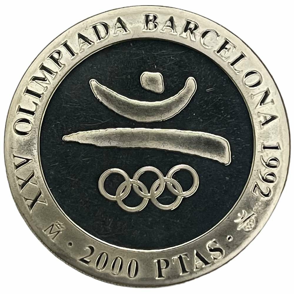 Испания 2000 песет 1990 г. (XXV Летние Олимпийские игры, Барселона 1992 - Символ) (Proof)