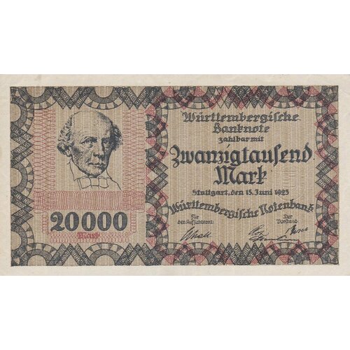 20000 марок 1923 год германия5 Германия (Веймарская Республика) Штутгарт 20000 марок 1923 г. (2)