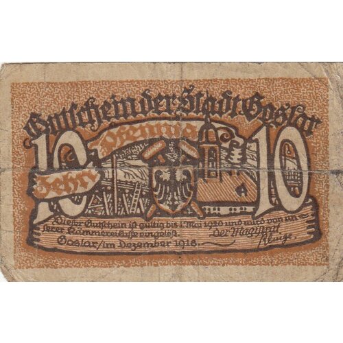 Германия (Германская Империя) Гослар 10 пфеннигов 1918 г. (4) монета германия 10 пфеннигов 1918 год 4 9
