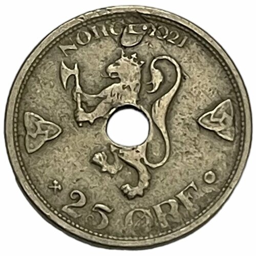 Норвегия 25 эре (оре) 1921 г. (Отверстие) норвегия комплект монет трискель норвежский крест король хокон vii 1906 1957