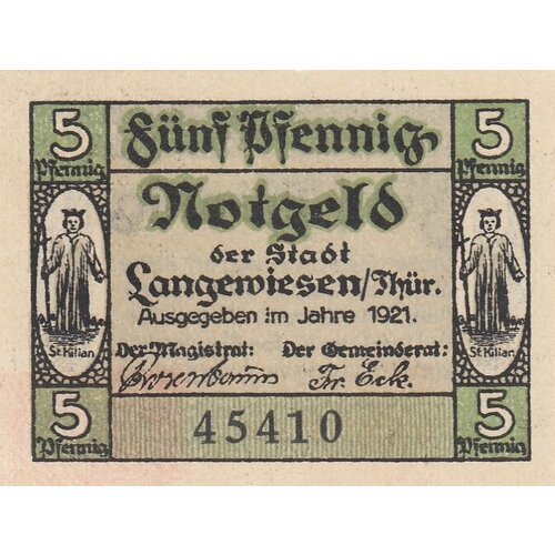 Германия (Веймарская Республика) Лангевизен 5 пфеннигов 1921 г.