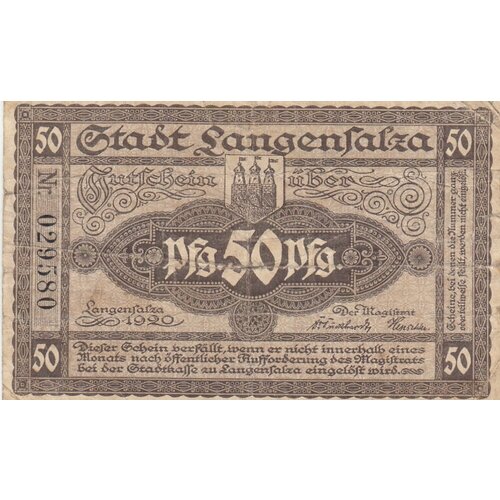 Германия (Веймарская Республика) Лангензальца 50 пфеннигов 1920 г.