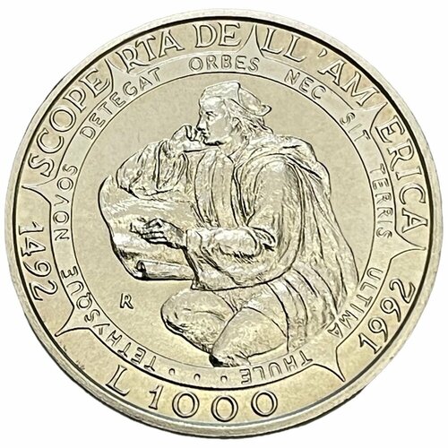 Сан-Марино 1000 лир 1992 г. (500 лет открытию Америки) клуб нумизмат монета 500 лир италии 1992 года серебро 500 лет открытия америки