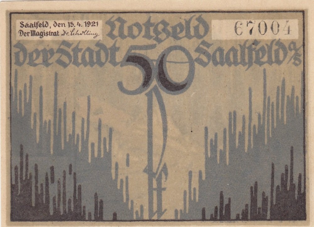Германия (Веймарская Республика) Заальфельд 50 пфеннигов 1921 г. (№1) (5)