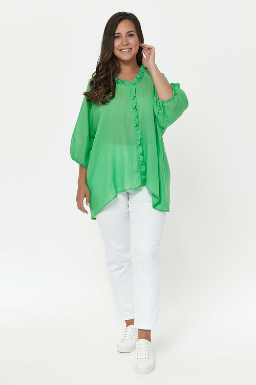 Блуза  Olsi, укороченный рукав, размер 50, зеленый