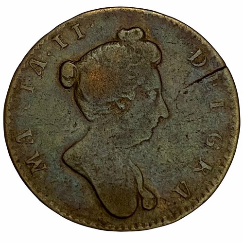 Великобритания 1 фартинг 1689-1694 гг. (Проба) клуб нумизмат монета 1 2 гульдена нидерланд 1868 года серебро вильгельм iii
