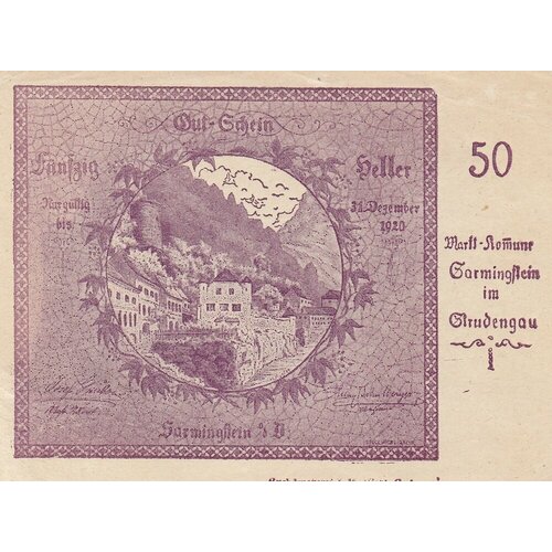 Австрия, Зармингштайн 50 геллеров 1914-1920 гг. (№1) австрия зармингштайн 20 геллеров 1914 1920 гг 1
