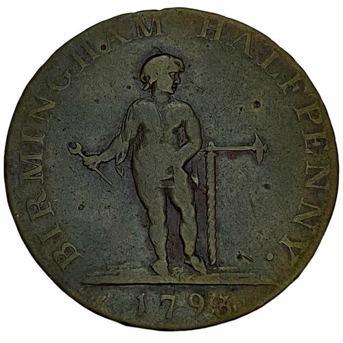Великобритания, Бирмингем 1/2 пенни 1793 г. великобритания северный уэльс токен 1 2 пенни 1793 г
