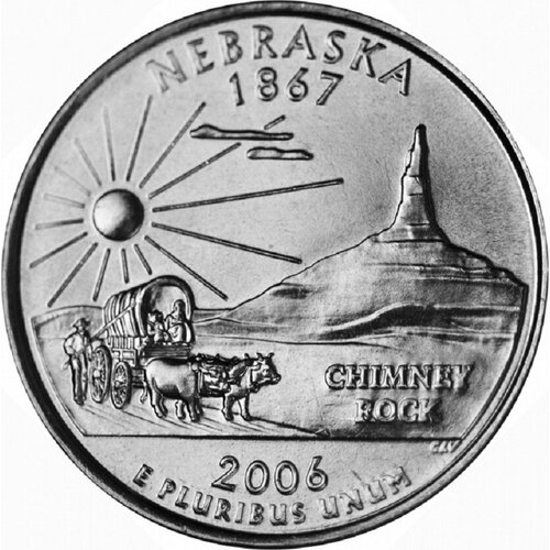 (037d) Монета США 2006 год 25 центов Небраска Медь-Никель UNC