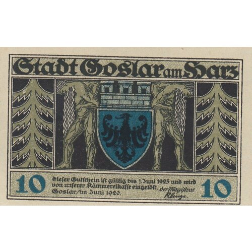 Германия (Веймарская Республика) Гослар 10 пфеннигов 1920 г. (3) германия веймарская республика йена 10 пфеннигов 1920 г 3