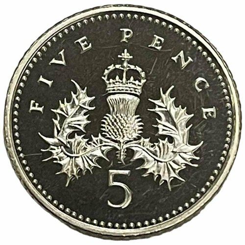 Великобритания 5 пенсов 2000 г. (Коронованный чертополох) (Proof) клуб нумизмат монета 5 пенсов гибралтара 1990 года серебро елизавета ii