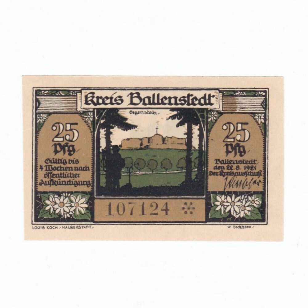 Германия (Веймарская Республика) Балленштедт 25 пфеннигов 22.08.1921 г. (2)