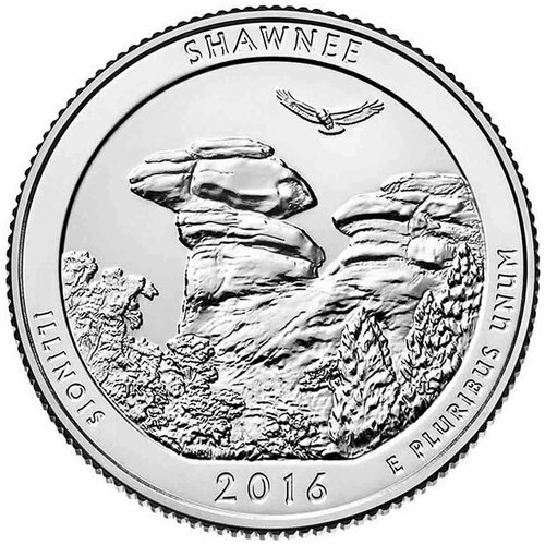 039p монета сша 2017 год 25 центов остров эллис медь никель unc (031d) Монета США 2016 год 25 центов Шоуни Медь-Никель UNC