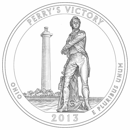 (017p) Монета США 2013 год 25 центов Мемориал мира Медь-Никель UNC