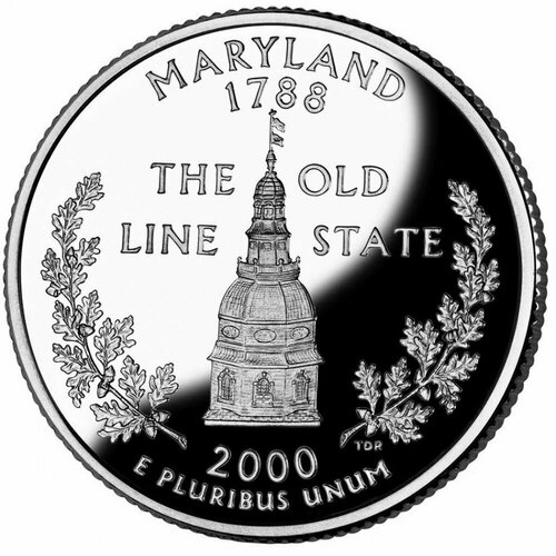 (007d) Монета США 2000 год 25 центов Мэриленд Медь-Никель UNC