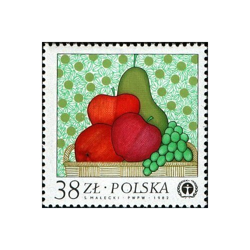 (1983-008) Марка Польша Фрукты Охрана природы III Θ 1983 020 марка чехословакия олень охрана природы iii θ
