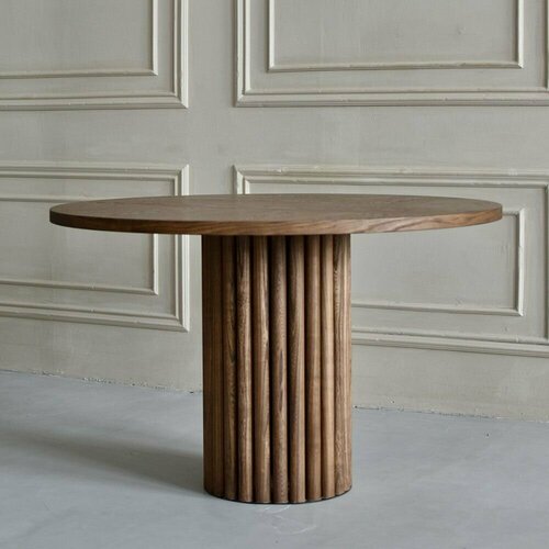 Круглый обеденный стол, Eichel Gallery, шпон дуба, массив дуба, диаметр 100 см, высота 75 см