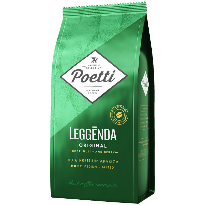 Кофе в зернах Poetti "Leggenda Original", вакуумный пакет, 1кг, 351421