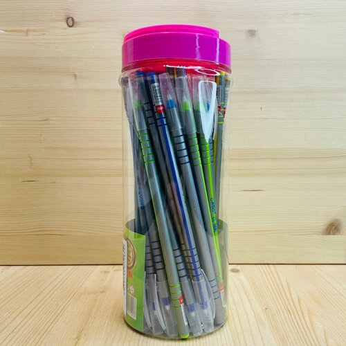 Ручки шариковые набор синие 50 шт в подарочой упаковке цвет корпуса ассорти