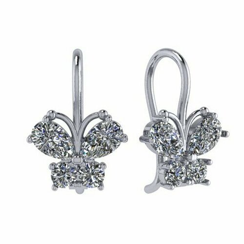 Серьги серебро, 925 проба, фианит