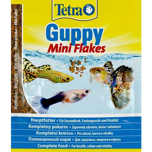 Tetra Guppy в хлопьях для живородящих пецилиевых рыб, гуппи и меченосцев (0.012 кг) (9 штук)