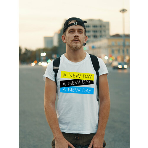 фото Футболка just4you, размер 3xl, белый, голубой