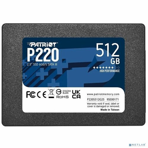 Patriot носитель информации Patriot SSD 512Gb P220 P220S512G25 SATA 30 702400₽