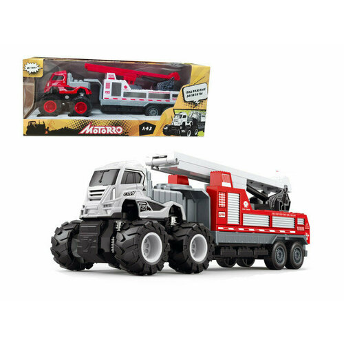 Машинка металлическая инерционная MOTORRO Big Foot 1:43 белый подъемник HL23120/белый машинка chicco билли большие колеса 617592 61759 1 5 20 см желтый