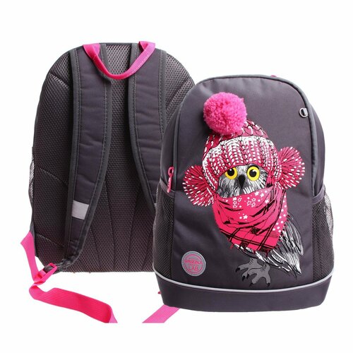 Рюкзак школьный, 38 х 28 х 18 см, 363, эргономичная спинка, тёмно-серый/розовый RG-363-10_1
